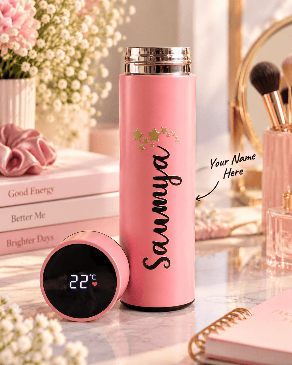 Personalized Name Temperature Bottle – Matte Stainless Steel | Custom Gift