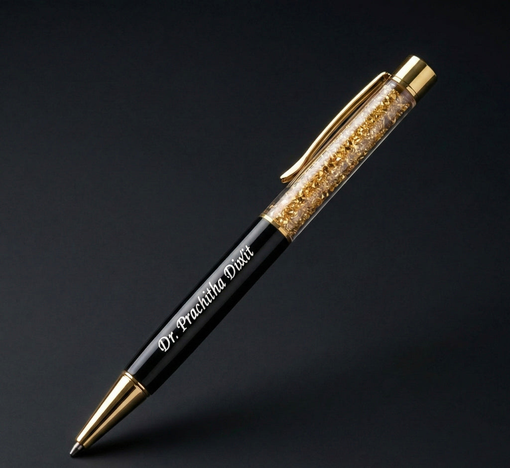Personalized Gold Flake Luxury Pen – Name Engraved Gift