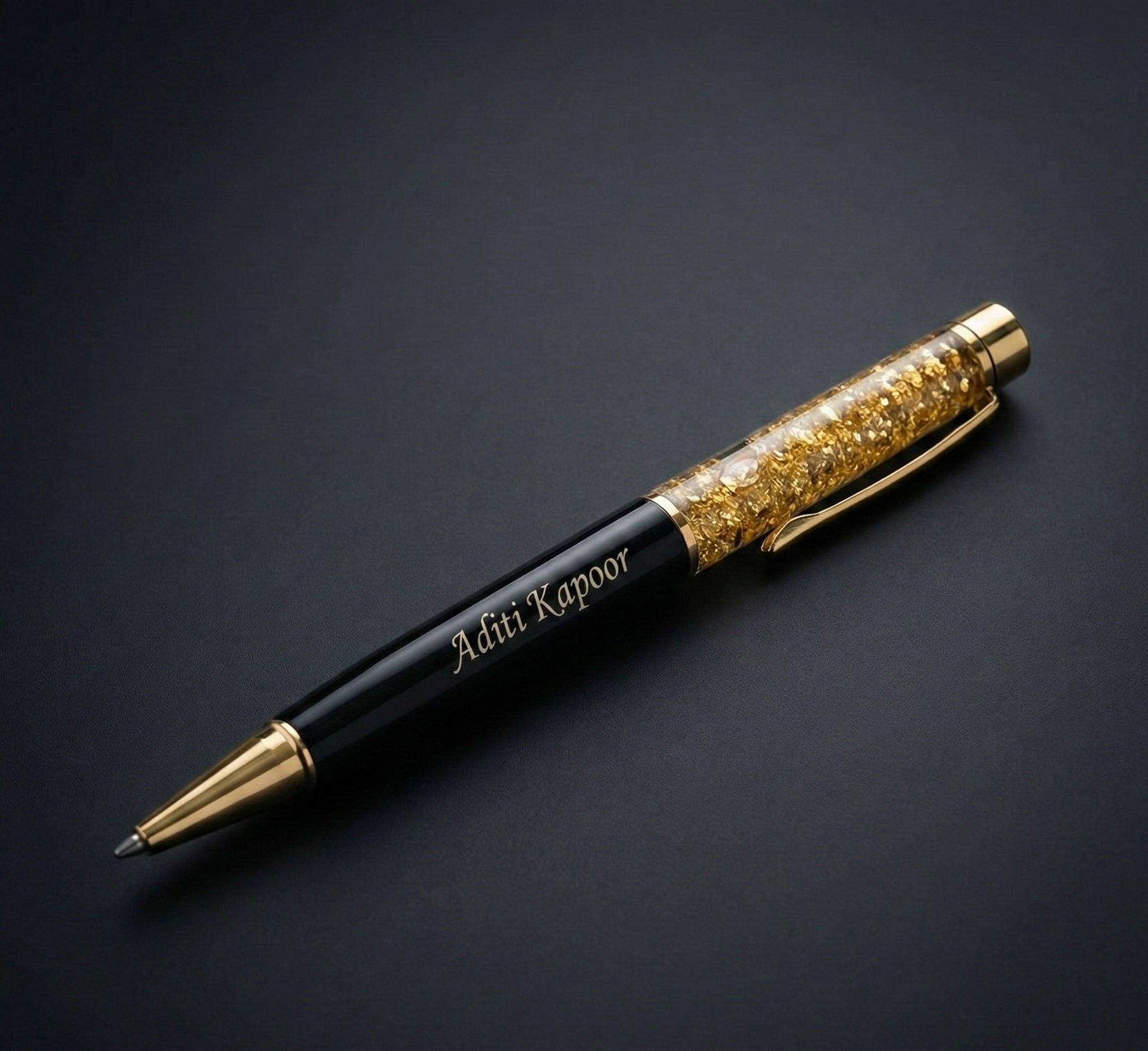 Personalized Gold Flake Luxury Pen – Name Engraved Gift