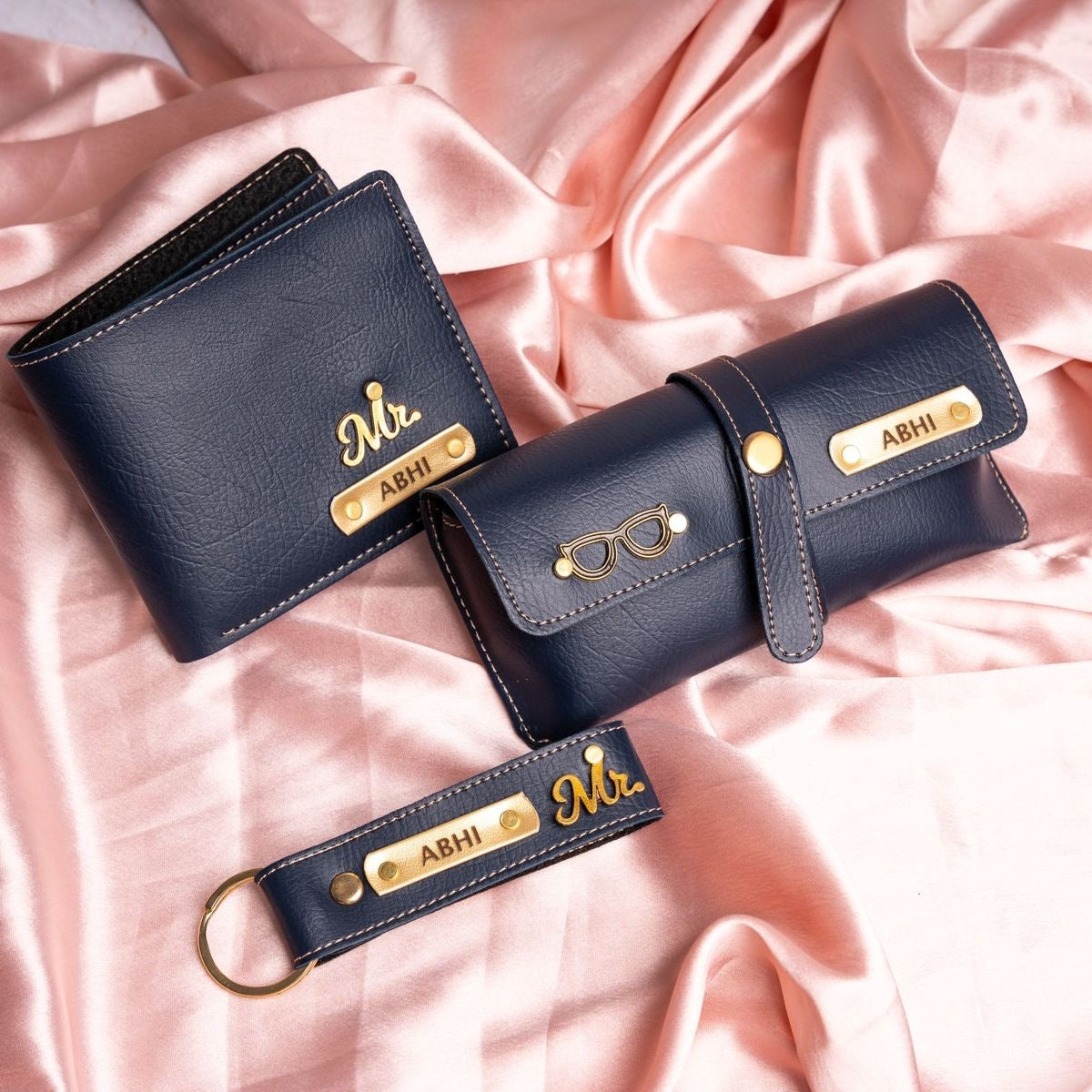 Personalized Men’s Wallet, Card Holder & Keychain Gift Set