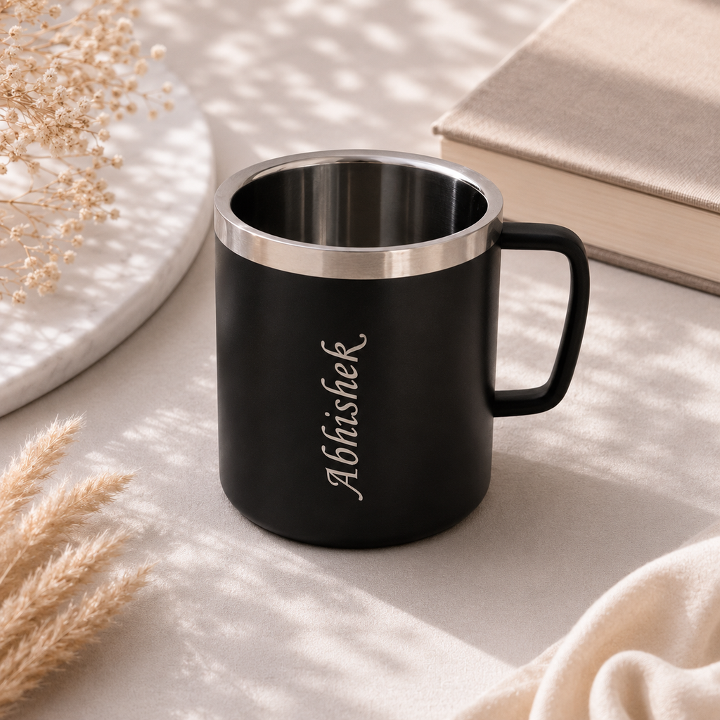 Personalized Black Stainless Steel Coffee Mug with Name