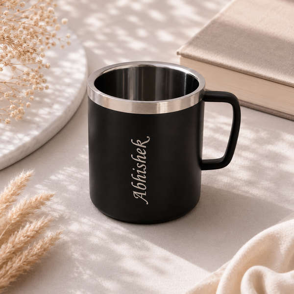 Personalized Black Stainless Steel Coffee Mug with Name