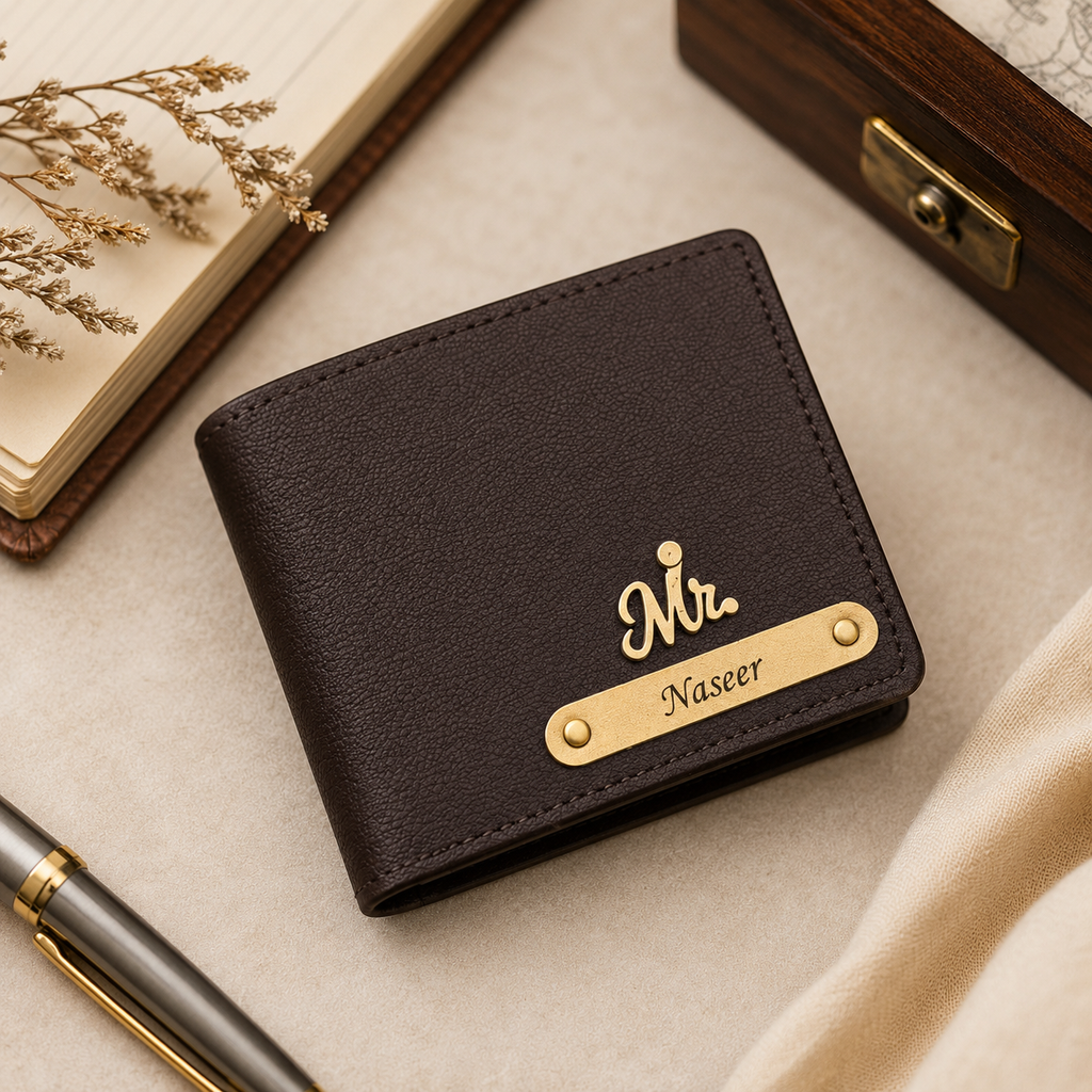 Personalized Premium Men’s Wallet with Custom Name & Charm