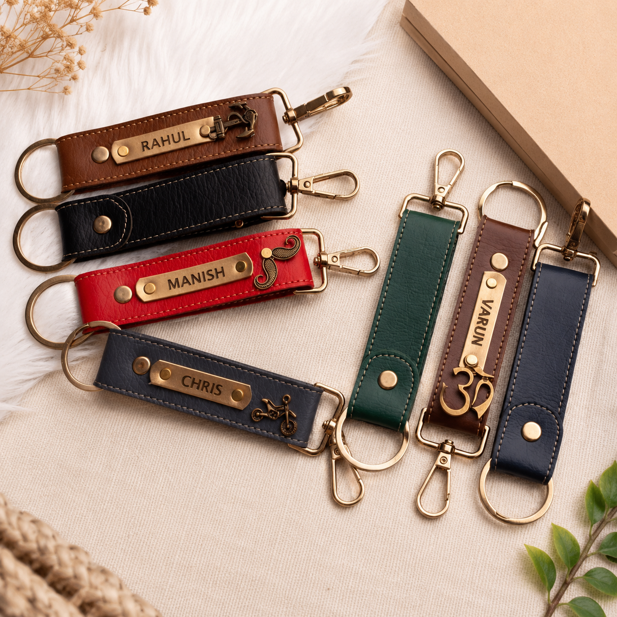 Premium Personalized Leather Keychain – Custom Name Engraved Gift
