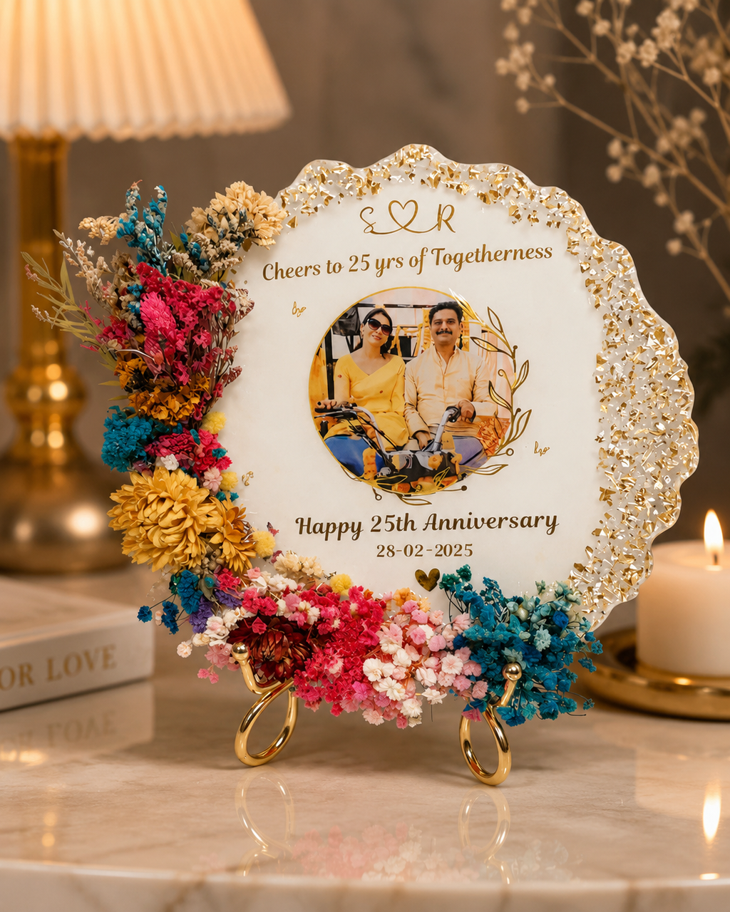 Personalized Floral Resin Photo Frame