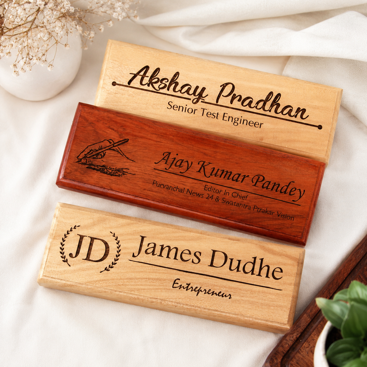 Customized Wooden Desk Name Plate | Personalized Office Nameplate