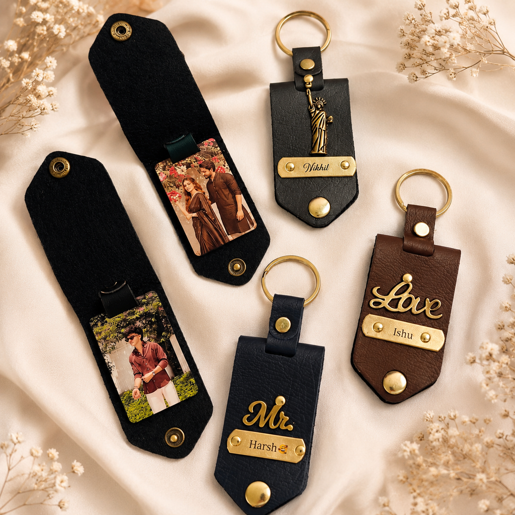 Personalized Photo Leather Keychain