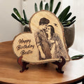 Personalized Wooden Photo Frame with Stand – Custom Engraved Couple Portrait Gift