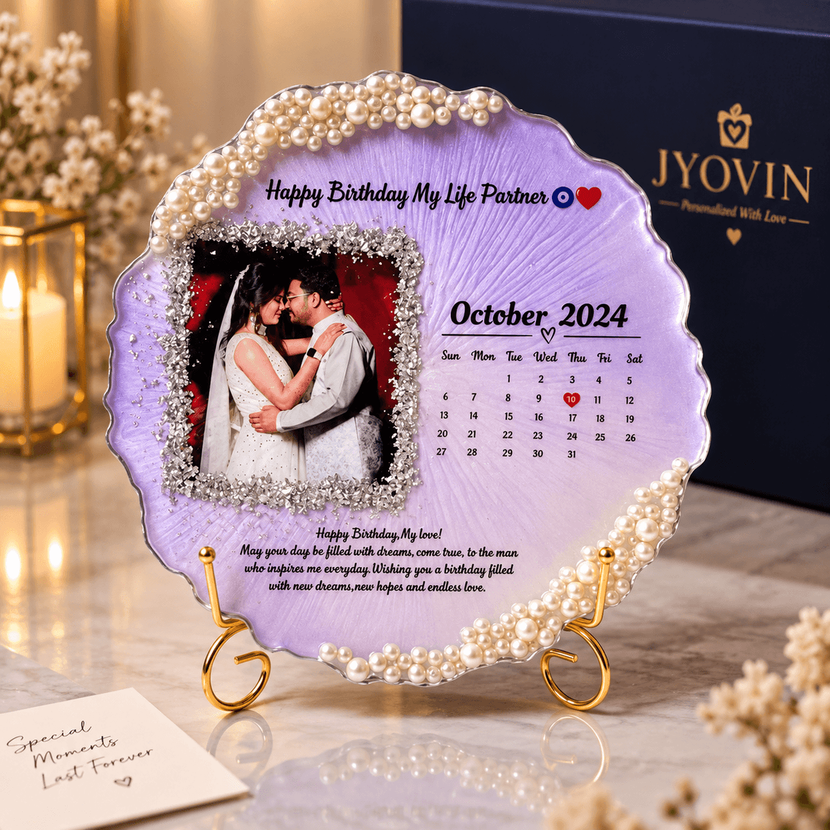 Personalized Anniversary Photo Frame with Calendar & Stand