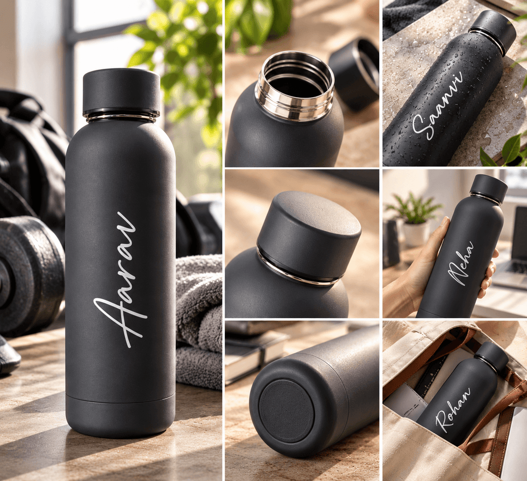 Personalized Matte Black Stainless Steel Water Bottle
