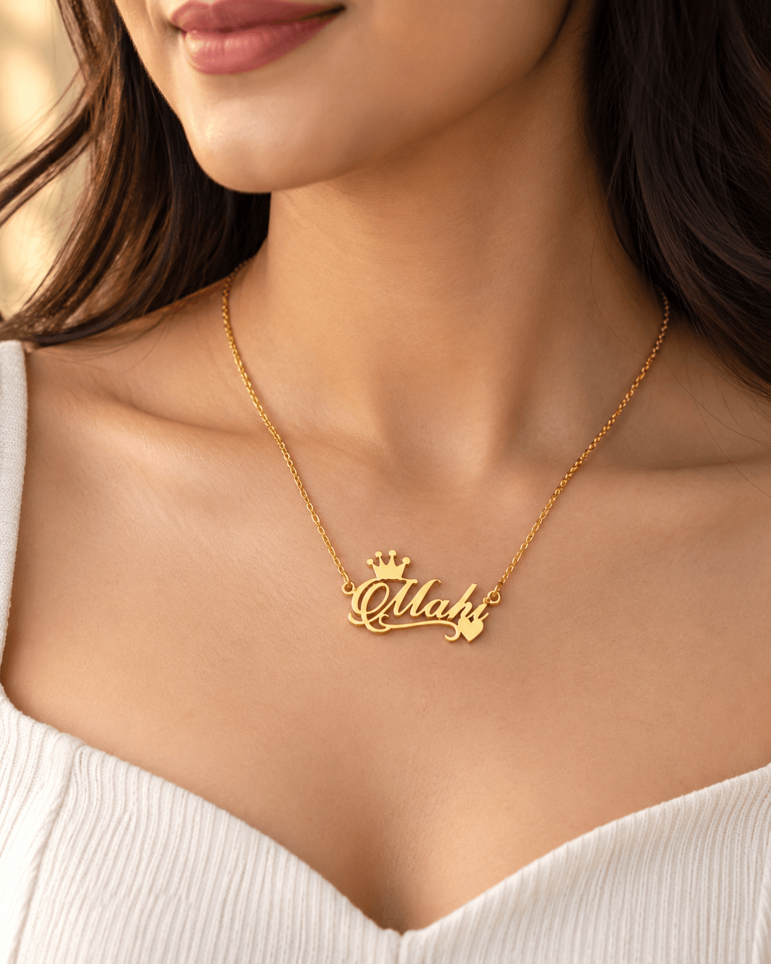 Personalized Crown Name Necklace – Custom Gold Name Chain for Women