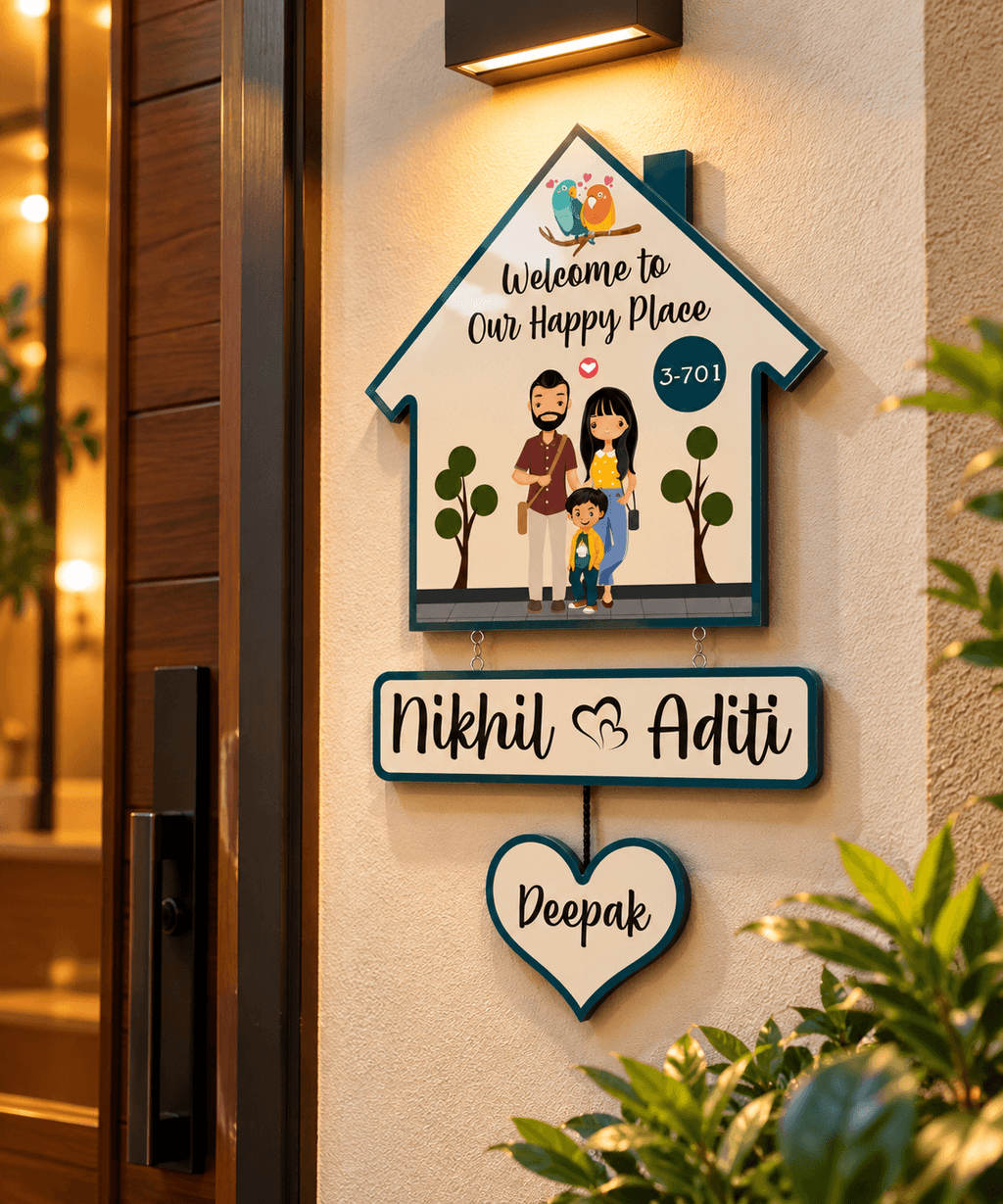 Personalized Acrylic Name Plate for Home | Custom Family Photo Name Plate
