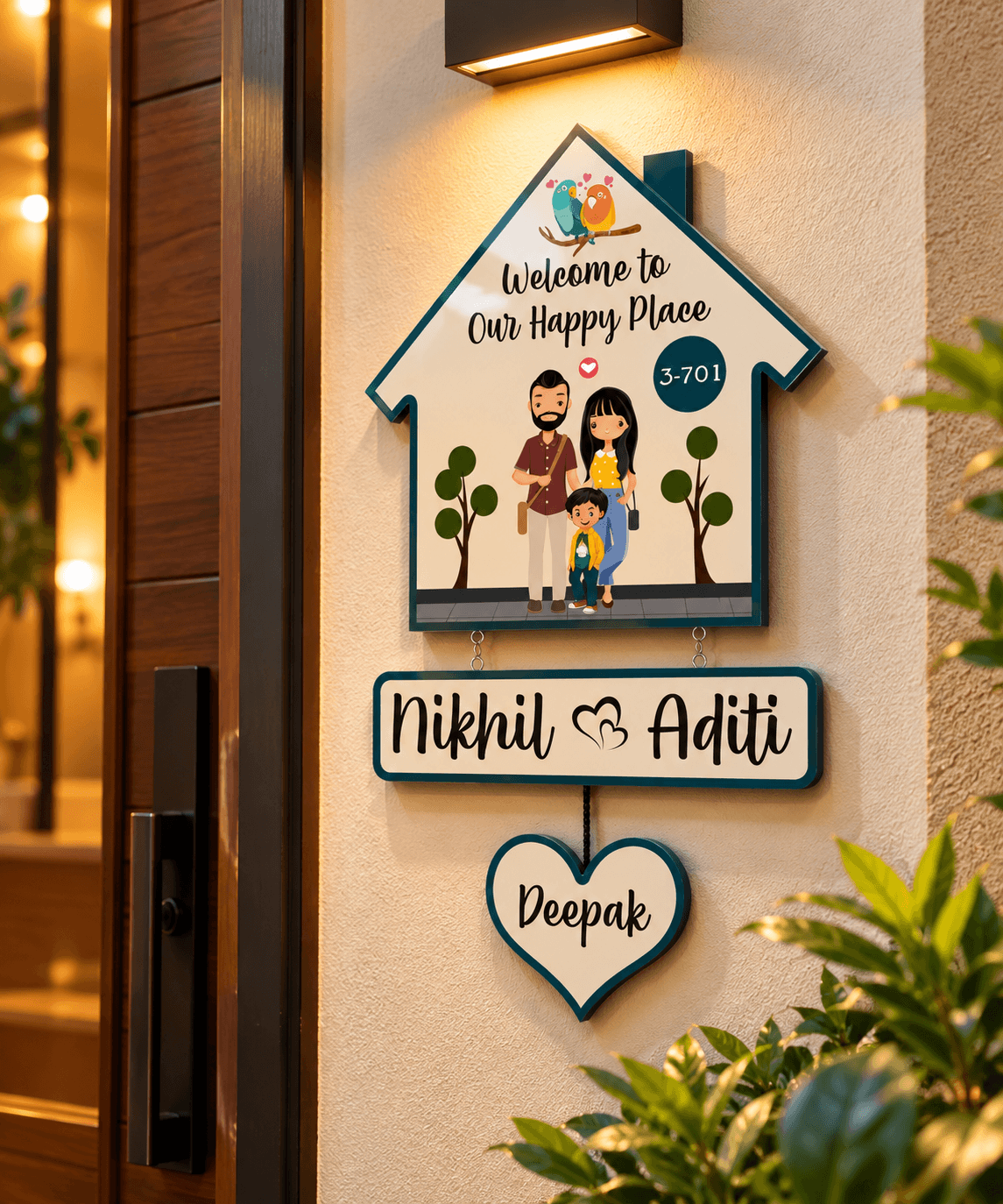 Personalized Acrylic Name Plate for Home | Custom Family Photo Name Plate