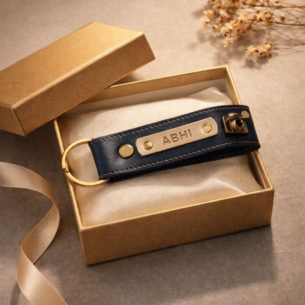 Premium Personalized Leather Keychain – Custom Name Engraved Gift
