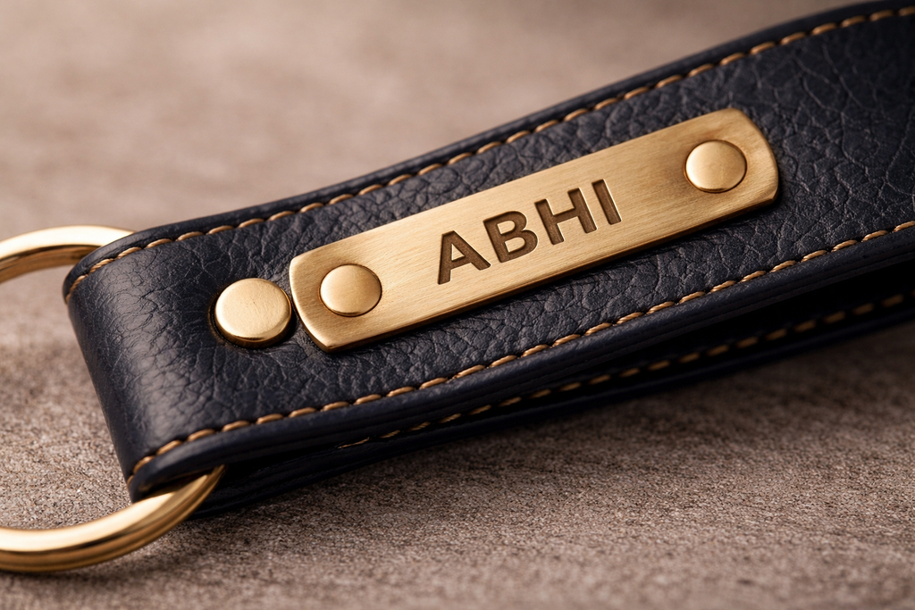 Premium Personalized Leather Keychain – Custom Name Engraved Gift