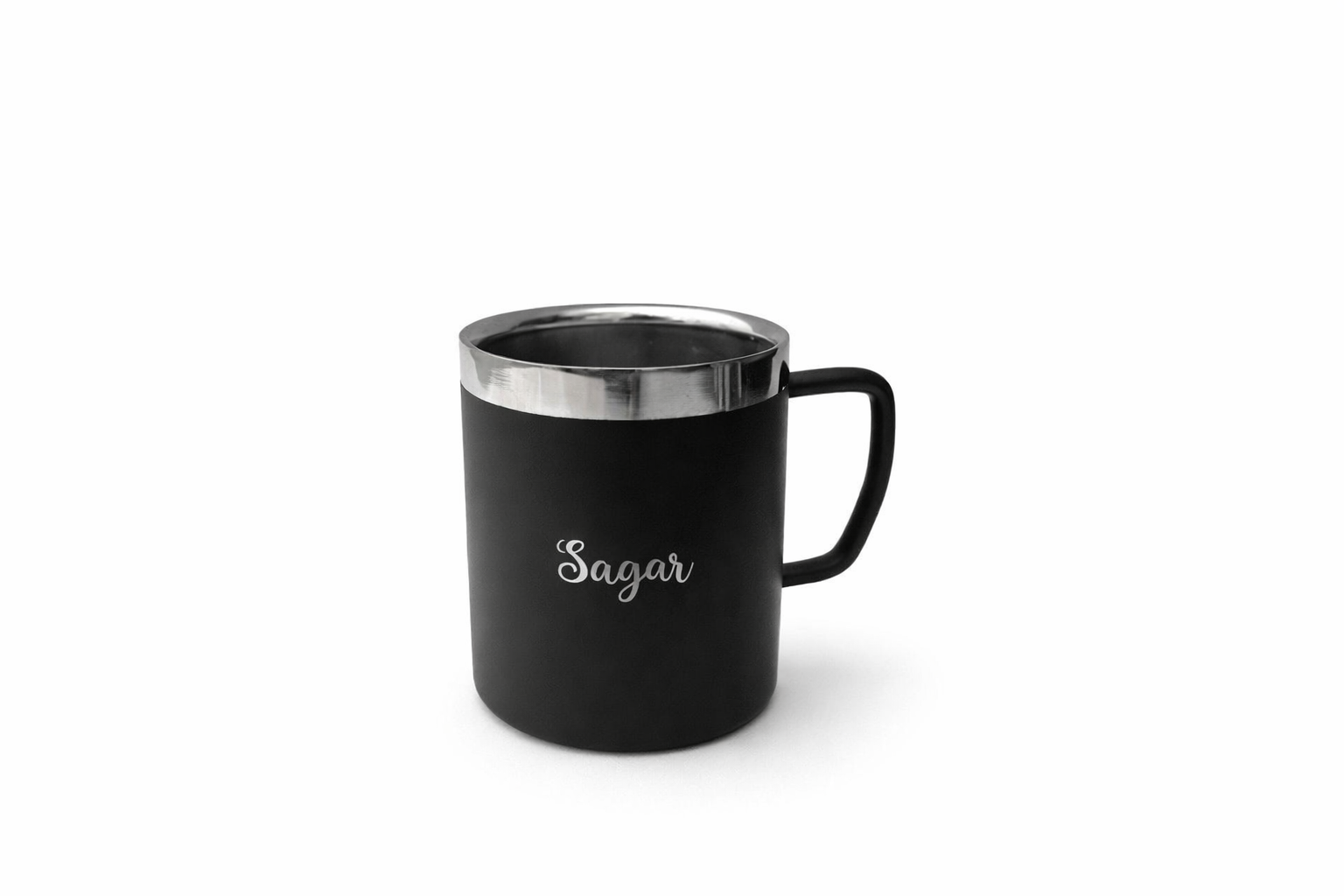 Personalized Black Stainless Steel Coffee Mug with Name