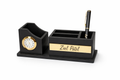 Personalized Wooden Desk Organizer with Clock & Pen Stand