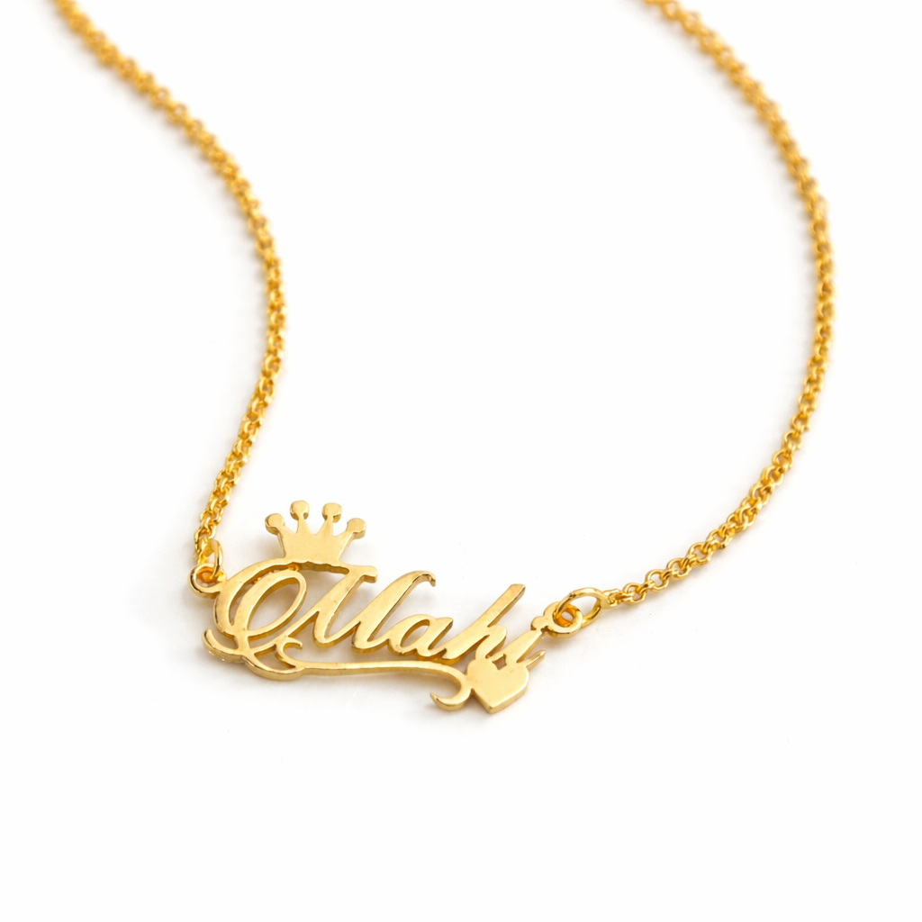 Personalized Crown Name Necklace – Custom Gold Name Chain for Women