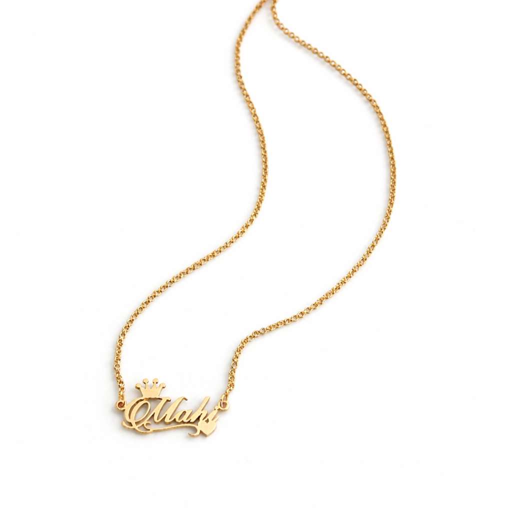 Personalized Crown Name Necklace – Custom Gold Name Chain for Women