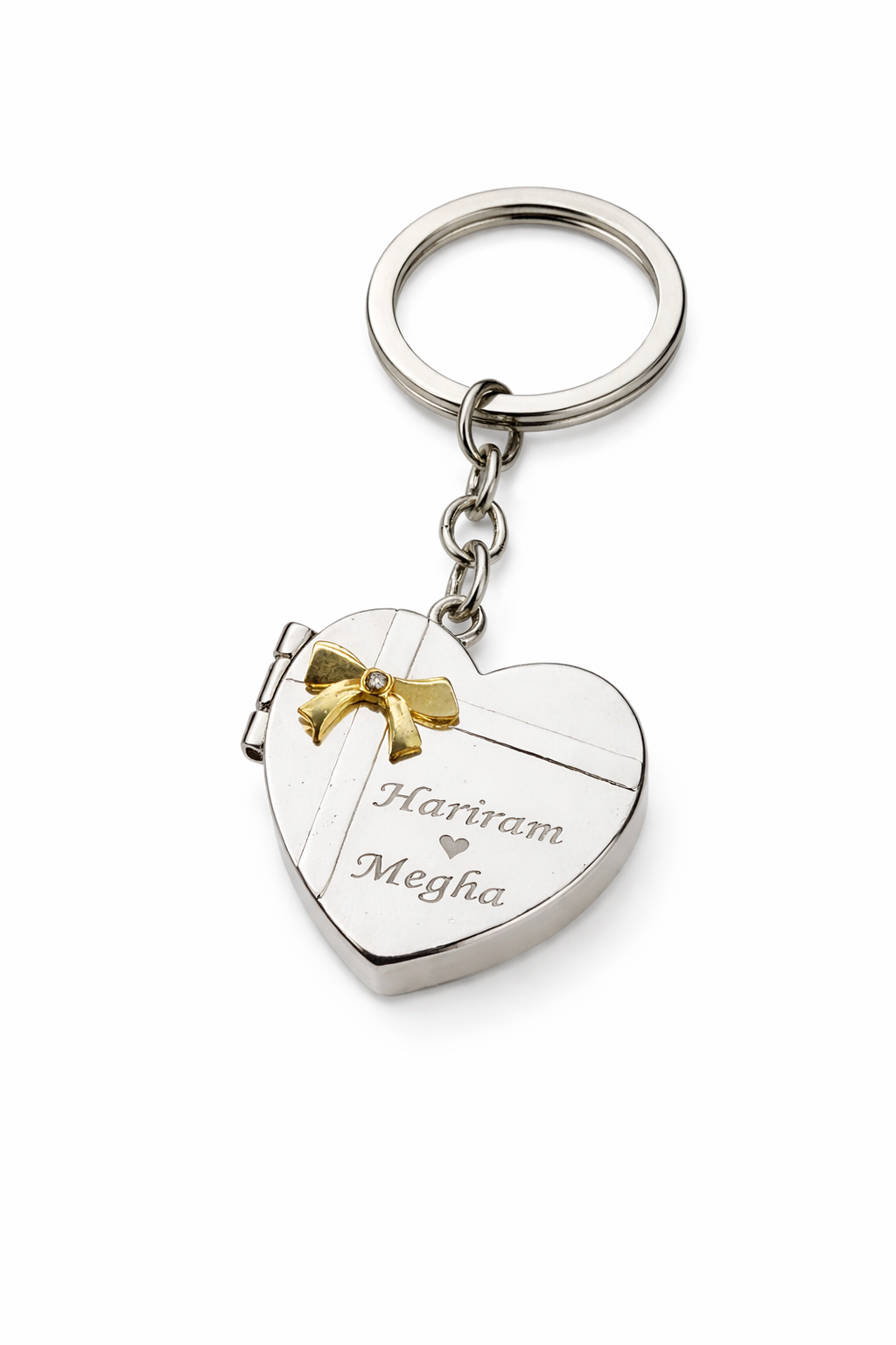 Personalized Heart Locket Keychain with Photo & Name