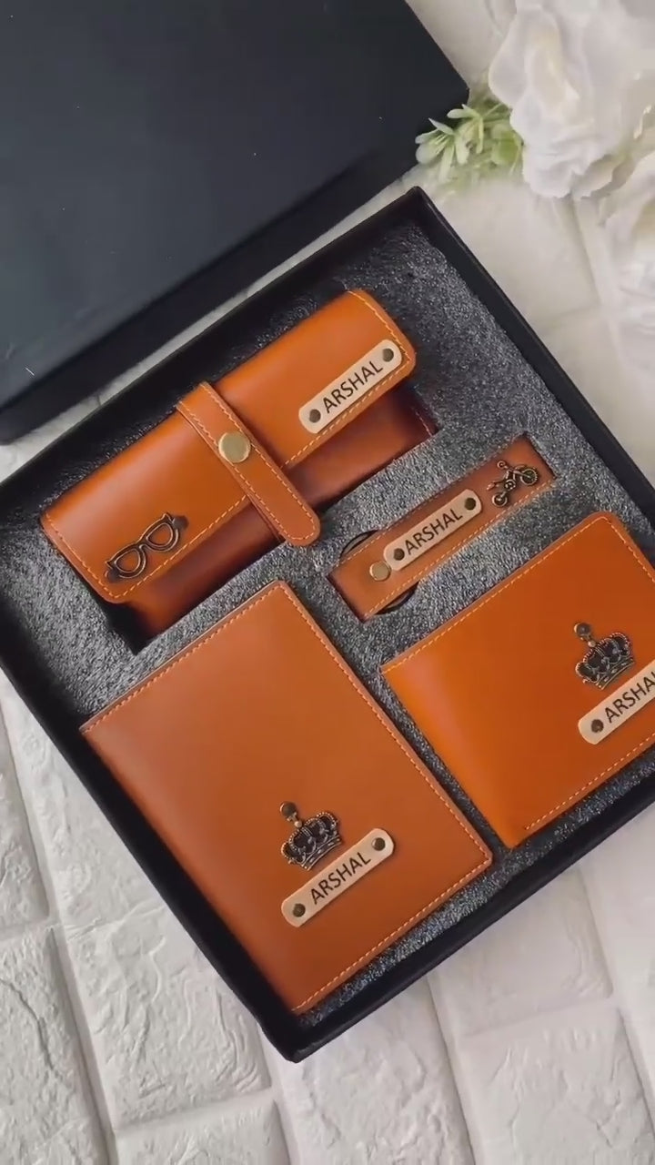 Personalized Premium Leather Gift Set for Men (5 Items)